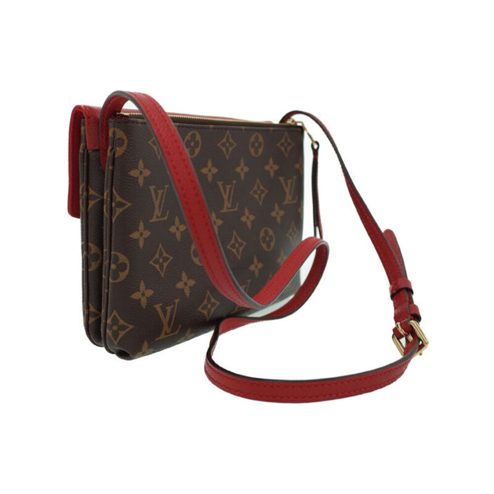 Louis Vuitton Monogram Shoulder Leather Brown Twice Bag